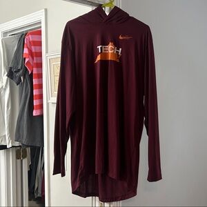 Virginia Tech Nike Burgundy Long Sleeve with Tech Graphic Hoodie